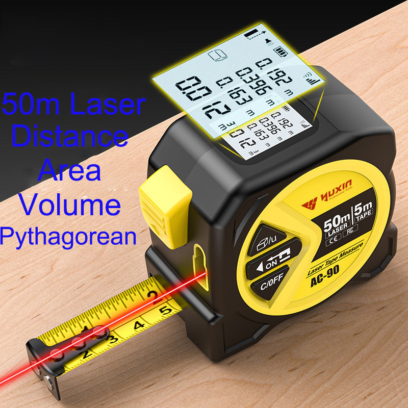 2-in-1 Laser Tape Measure Digital Measuring Tape with LCD Display, Rechargeable Smart Tape Measure with Distance, Area & Volume Measurement, USB Charging – Construction & DIY Use
