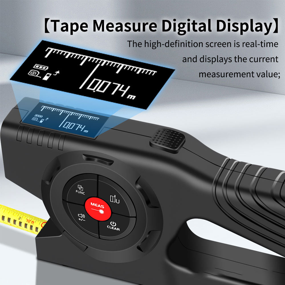3-in-1 Digital Tape Measure, 330Ft Laser Measurement Tool & Auto Lock Tape with Instant Digital Readout, Extended Laser Line & Incremental Measurement, Replaceable Tape