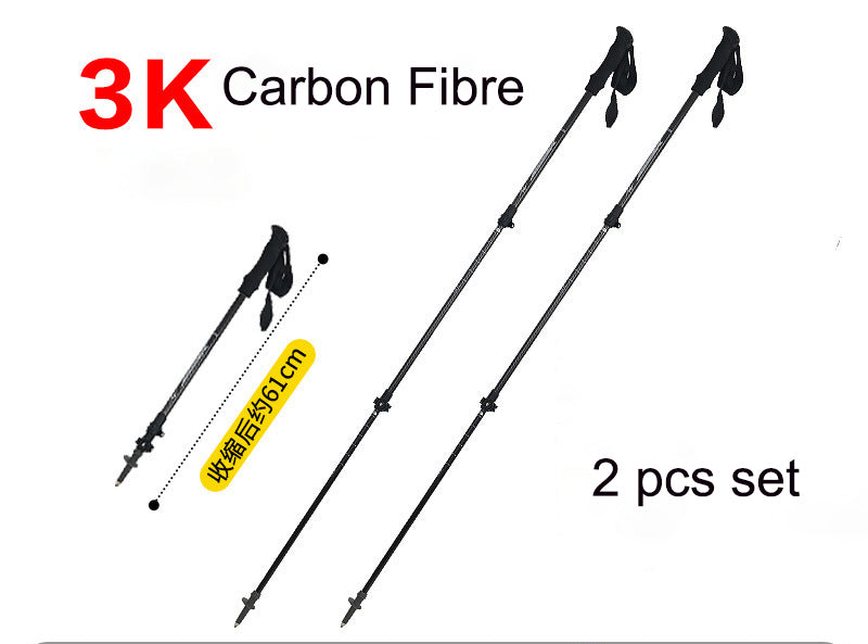 Light weight carbon fibre hiking pole strong climbing rod hiking stick trekking poles set of 2
