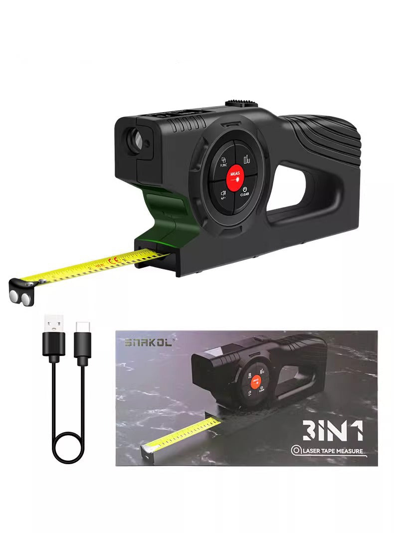 3-in-1 Digital Tape Measure, 330Ft Laser Measurement Tool & Auto Lock Tape with Instant Digital Readout, Extended Laser Line & Incremental Measurement, Replaceable Tape