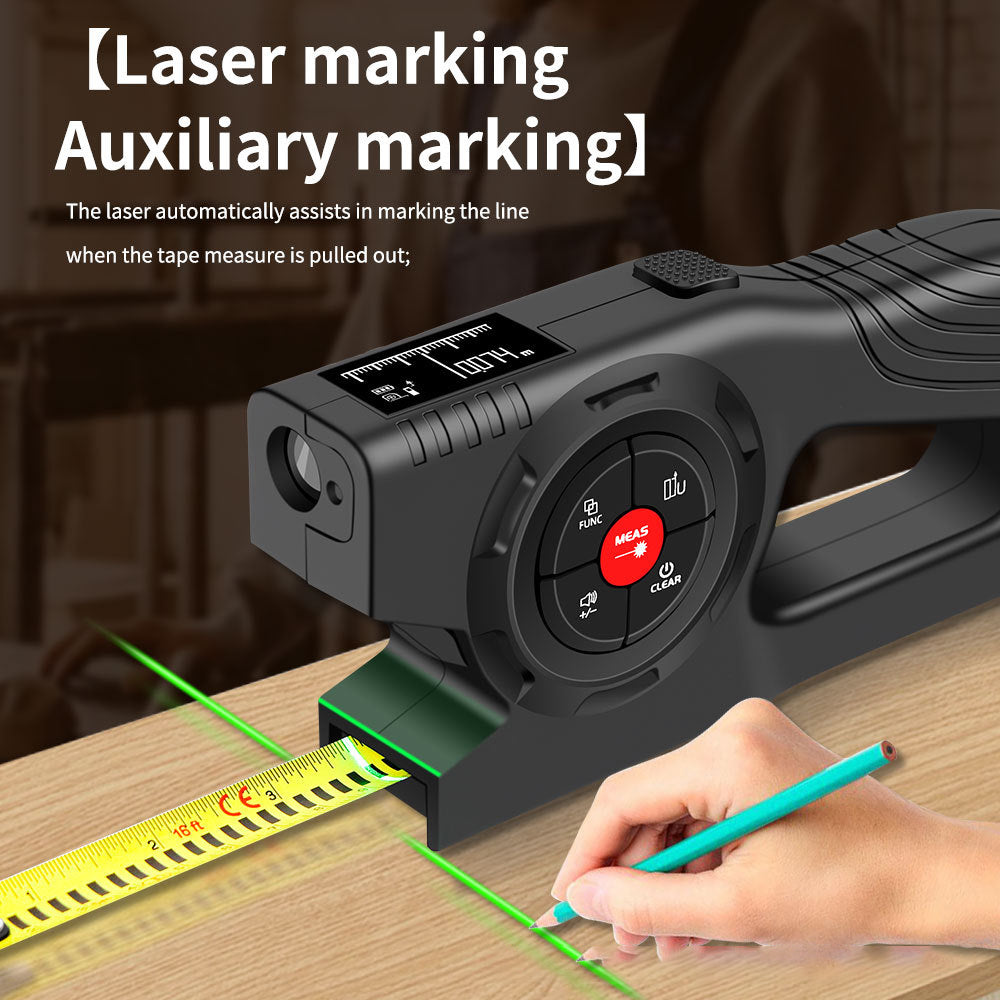 3-in-1 Digital Tape Measure, 330Ft Laser Measurement Tool & Auto Lock Tape with Instant Digital Readout, Extended Laser Line & Incremental Measurement, Replaceable Tape
