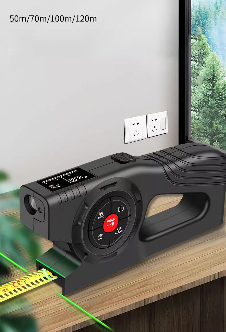 3-in-1 Digital Tape Measure, 330Ft Laser Measurement Tool & Auto Lock Tape with Instant Digital Readout, Extended Laser Line & Incremental Measurement, Replaceable Tape